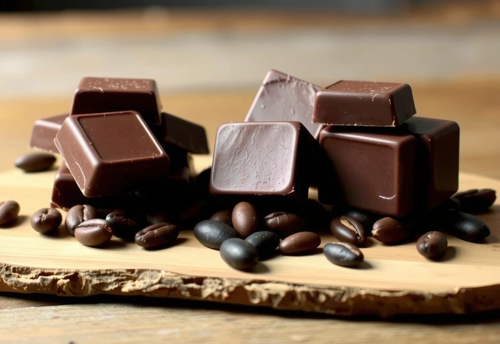 Kostki gorzkiej czekolady z ziarnami kakao