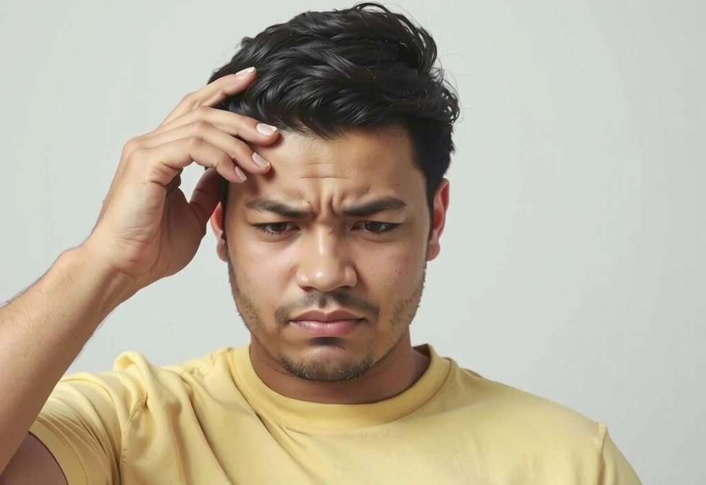 Osoba z dłonią na czole, symbolizująca ból głowy i zmęczenie