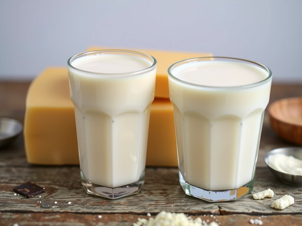 Szklanka mleka i produkty mleczne